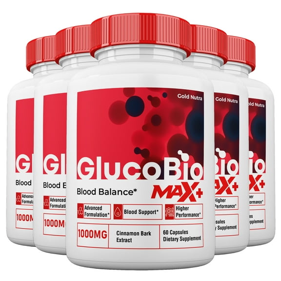 (5 Pack) GlucoBio Max   Blood Support Capsules, 2x Stronger Formula, GlucoBio Max  Capsules Blood Support, 5 Month Supply
