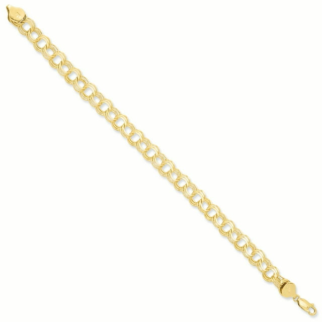 14k Yellow Gold Triple Link Charm Bracelet Chain