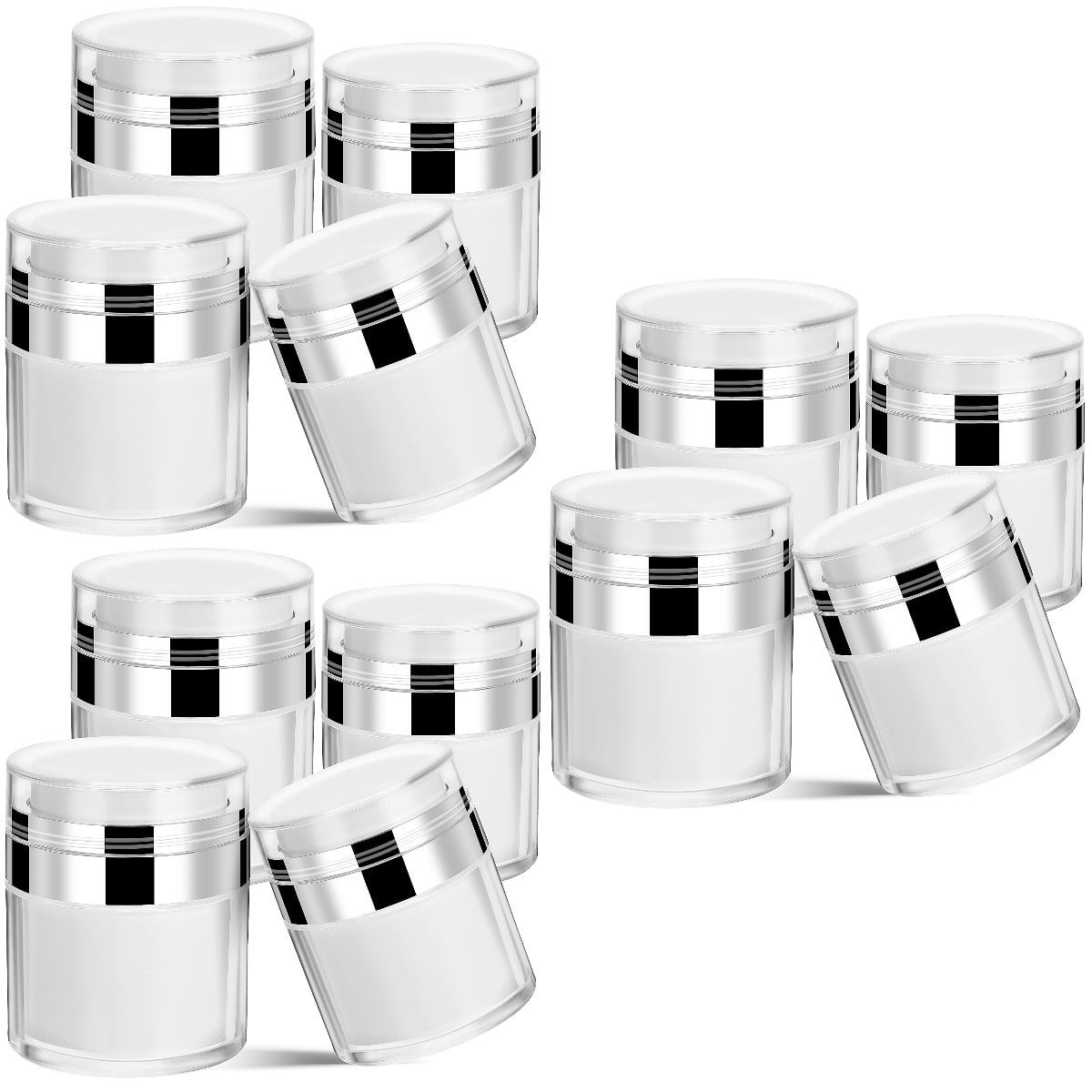 HOMEMAXS 12 Pcs Vacuum Airless Pump Jars Cosmetic Containers Refillable Airless Travel Jars Sample Containers for Lotions and Creams
