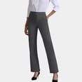 thumbnail image 5 of Women's Stretchy Wide Leg Work Pants Casual Trousers with Pockets Elastic Waist Comfort Fit for Office Wear and Everyday Use,Dark Gray,XL, 5 of 6