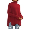 thumbnail image 1 of WTXUE Liquidation, Chandail à Col Roulé Confortable à Manches Longues pour Femmes, Chandails Unis pour Femmes / Red M, 1 of 1
