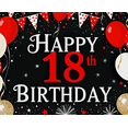 thumbnail image 4 of Black Background Happy 18th Birthday Banner with Red White Balloons Star Elements Party Decoration Backdrop Photography Props Birthday Party Supplies Decorations, 4 of 7