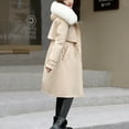 thumbnail image 7 of Scyoekwg Winter Jacket for Women Clearance Winter Zippered Drawstring Hooded Thickened Long Cotton Coat Loose Outwear Long Sleeve Solid Color Casual Outerwear (Beige,L), 7 of 7
