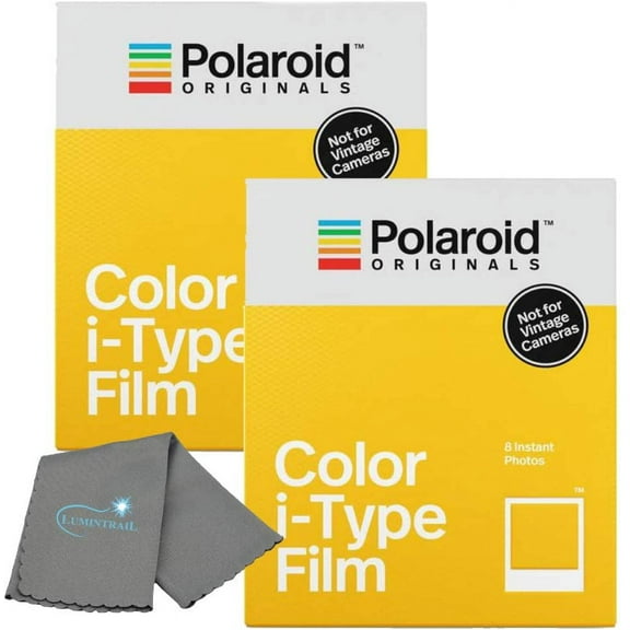 Polaroid Instant Color Film for i-Type Cameras 2 Pack, 16 Instant Photos Bundle with a Lumintrail Cleaning Cloth