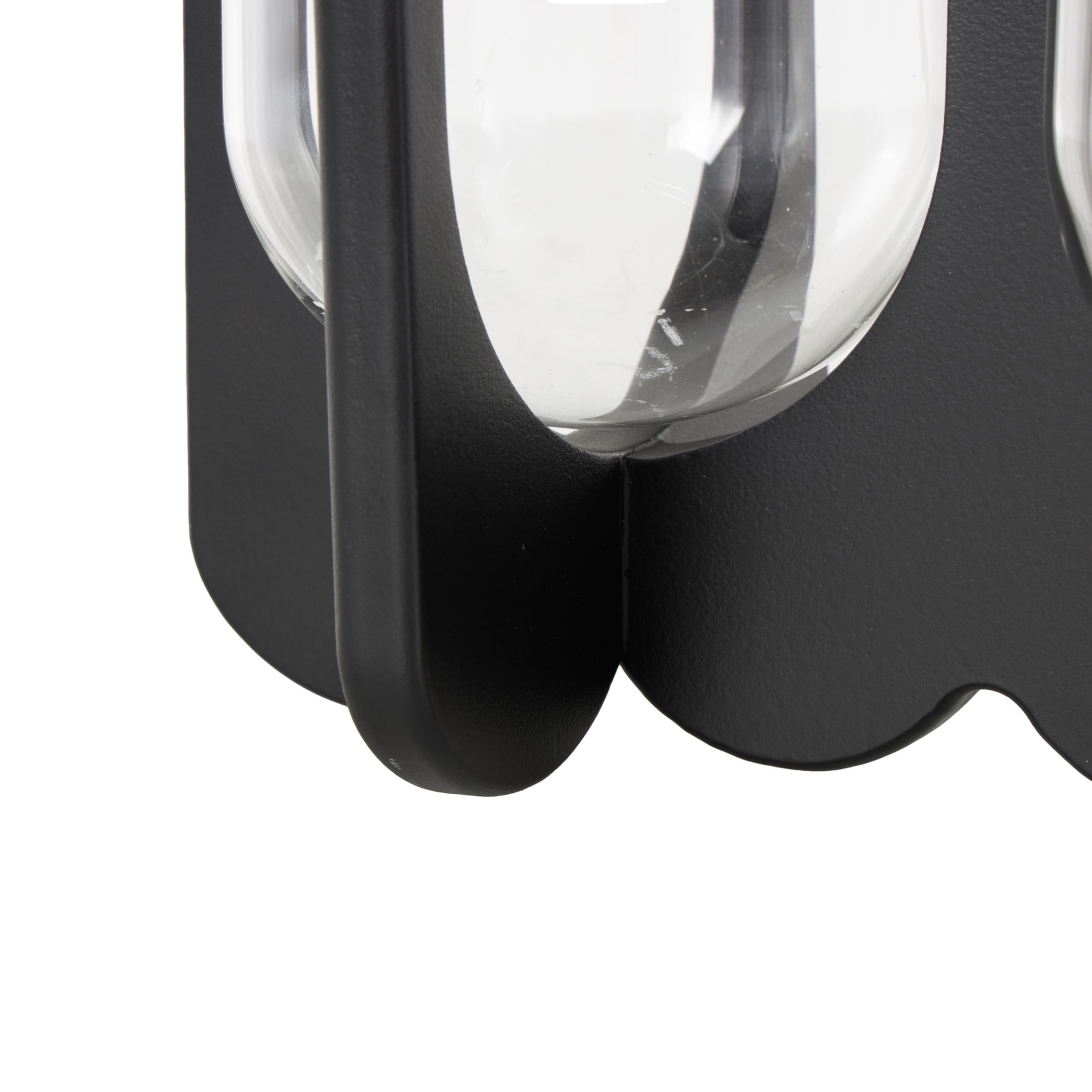 DecMode 3 Candle Black Wood Hurricane 3 Slot Candle Holder