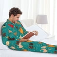 thumbnail image 6 of Naloa Hens And Rooster Men’s Pajamas Set - Long Sleeve Button Down Sleep Shirt and Pajama Bottoms Sleepwear Set-XX-Large, 6 of 7