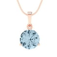 thumbnail image 3 of 2 ct Brilliant Round Cut Solitaire Natural Sky Blue Topaz 14k Rose Solid Gold Everyday Affordable Designer Necklace Pendant with 18" Chain, 3 of 6