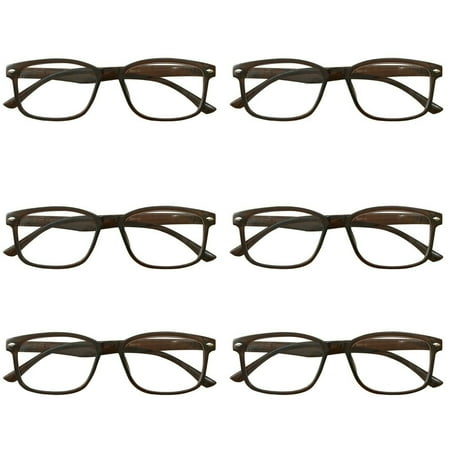 6 Packs Womens Square Frame Blue Light Blocking Computer Reading Glasses Classic Style Readers +1.50