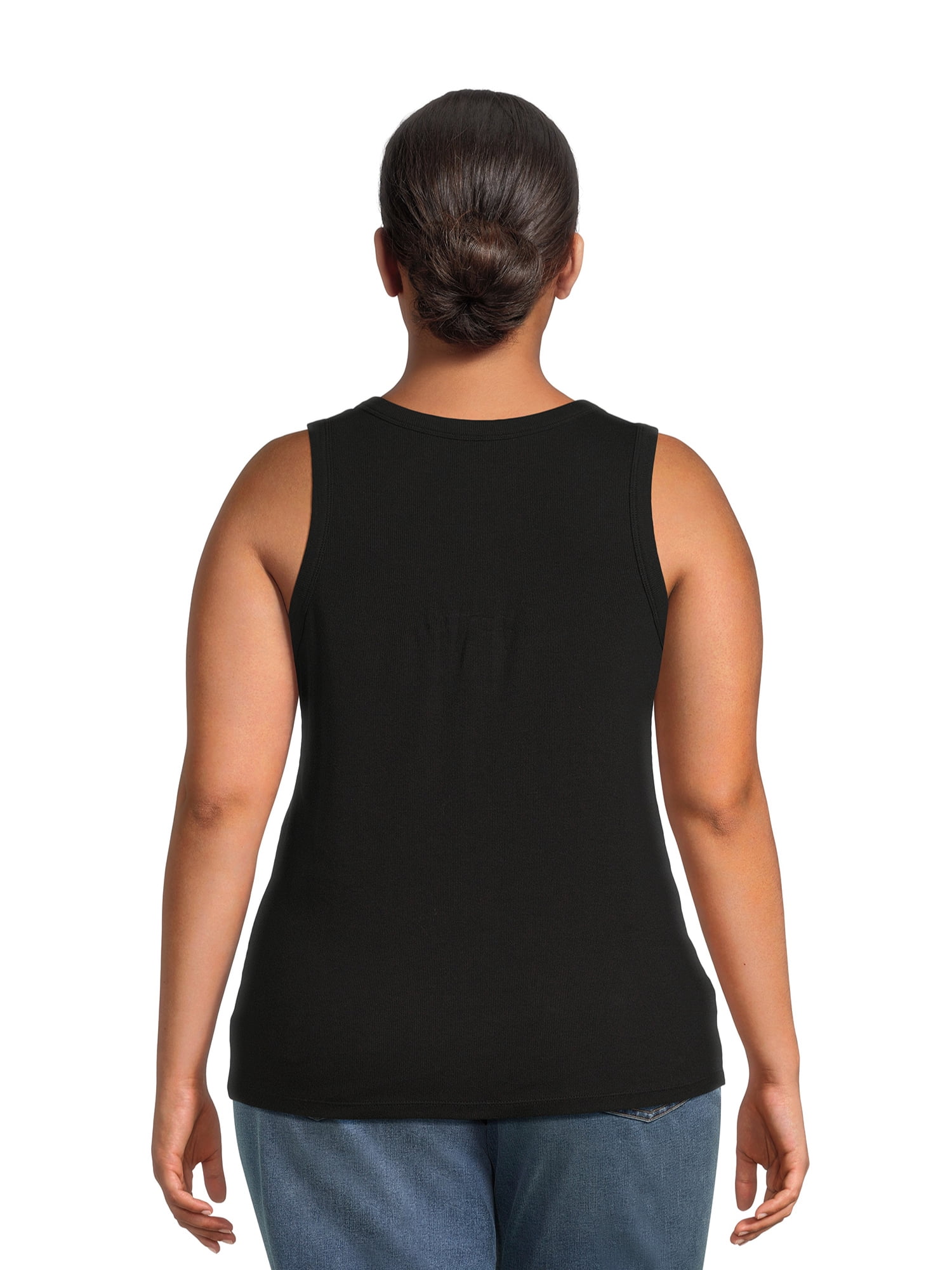 Terra & Sky Women's Plus Size Scoop Neck Ribbed Tank Top