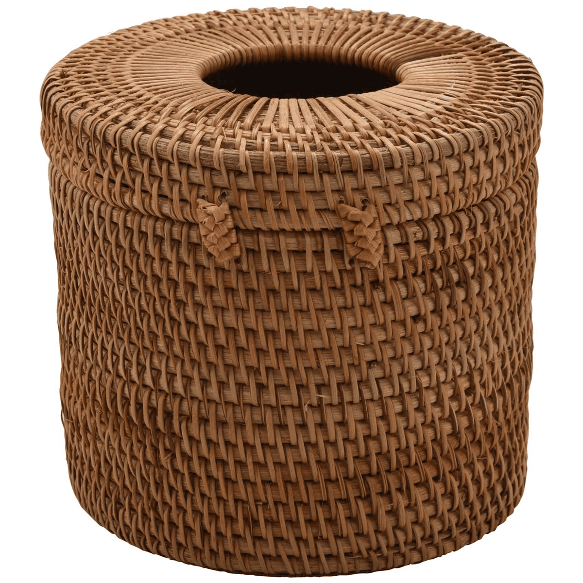 3X Round Rattan Tissue Box Vine Roll Holder Toilet Paper Cover Dispenser for Barthroom,Home,Hotel and Office