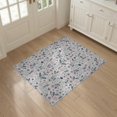 thumbnail image 3 of ODIKA 3'x5' Washable Throw Rug Floral Print Boho Daisy With Whimsical Botanical Border Flowing Dynamic for Entryway, Kitchen, Mudroom, Stain Resistant, Low Profile, Non-Slip, 3 of 7