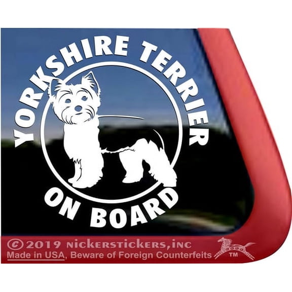 Yorkshire Terrier On Board | High Quality Vinyl Yorkie Dog Window Decal