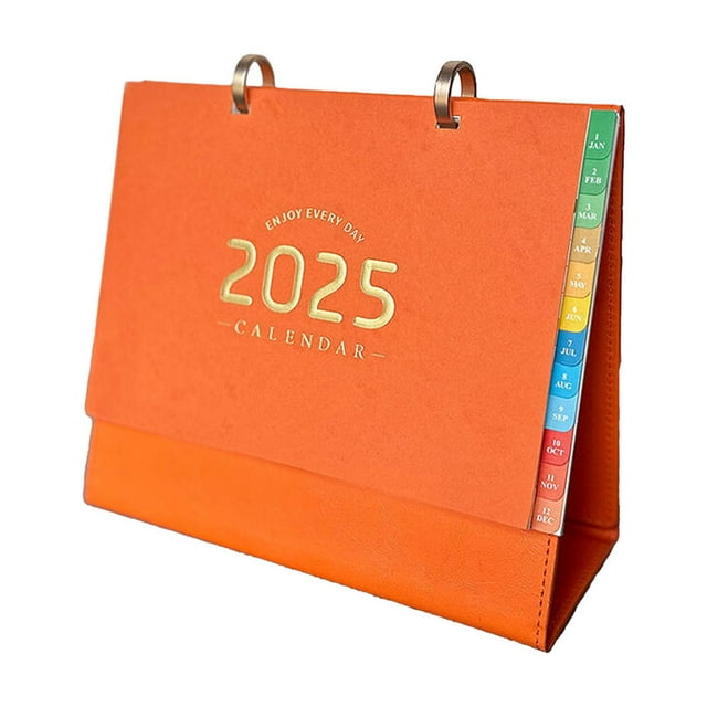 2025 Desk Calendar Premium Business Leather Frame Calendar Fashion Notebook Style Small Desk Calendar