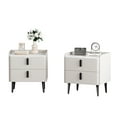 thumbnail image 5 of Set of 2 White PU Nightstands | Modern Marble-Pattern Tabletop with 2 Drawers | Bedside End Table for Bedroom &amp; Living Room | 19.88"W x 15.94"D x 20.16"H, 5 of 19