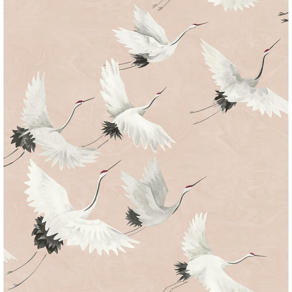 Brewster Windsong Pink Bird Unpasted Non Woven Wallpaper, 20.5-in by 33-ft, 56.4 sq. ft.