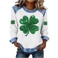 thumbnail image 3 of TaTaai Women's St. Patrick's Day Long Sleeve Blouse Round Neck Patchwork Design Irish Festival Spring Holiday Casual Top Gift, 3 of 5