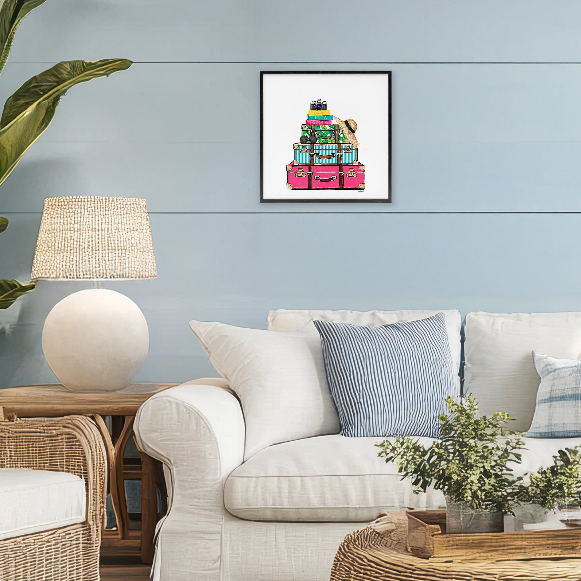 Stupell Industries Glam Travel Suitcases Black Framed Giclee Art, design by Amanda Greenwood