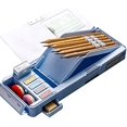 thumbnail image 4 of Estuche multifunción para lápices, caja de lápices con 2 compartimentos para estudiantes, juego de papelería con diseño de dibujos animados con tijeras y sacapuntas, 4 of 4