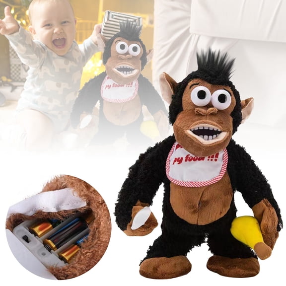 Gytml Electric Plush Monkey Toy, Interactive Moving Singing Stuffed Animal, Battery Operated Plush Toy For Party Birthday Gift(Black-11.02In)