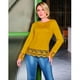 thumbnail image 1 of 941-28 Blusa dama mostaza manga larga con encaje Cklass 941-28, 1 of 2