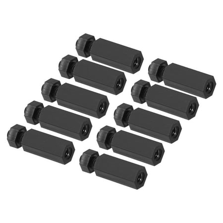 Uxcell M3 Nylon Hex Standoff Screws Nuts 1Set/200Pack PCB Male Female Threaded Kit for Motherboards(13mm+5mm Black)