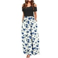 thumbnail image 1 of Aueoeo Cocktail Dresses for Women Evening Party, Women's Off The Shoulder Dress Casual Summer Dress Print Crewneck Short Sleeve Flowy Long Dress Beach Sundress, 1 of 4