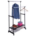 thumbnail image 1 of Adjustable Double Clothes Hanger Rolling Garment Rack W/ Drawers Heavy Duty, 1 of 7