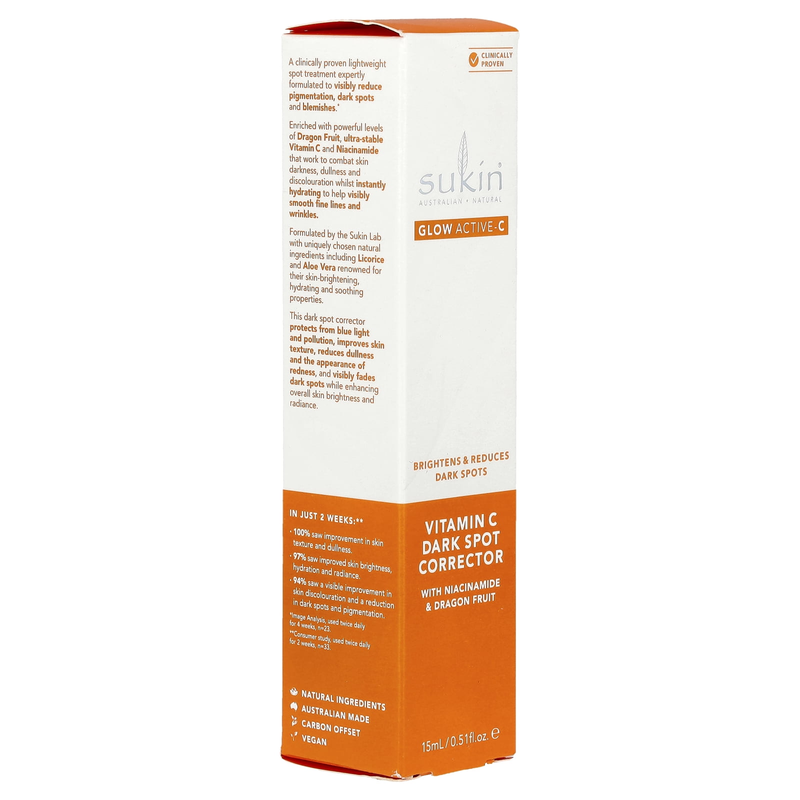 Sukin Glow Active-C, Vitamin C Dark Spot Corrector, 0.51 fl oz (15 ml)
