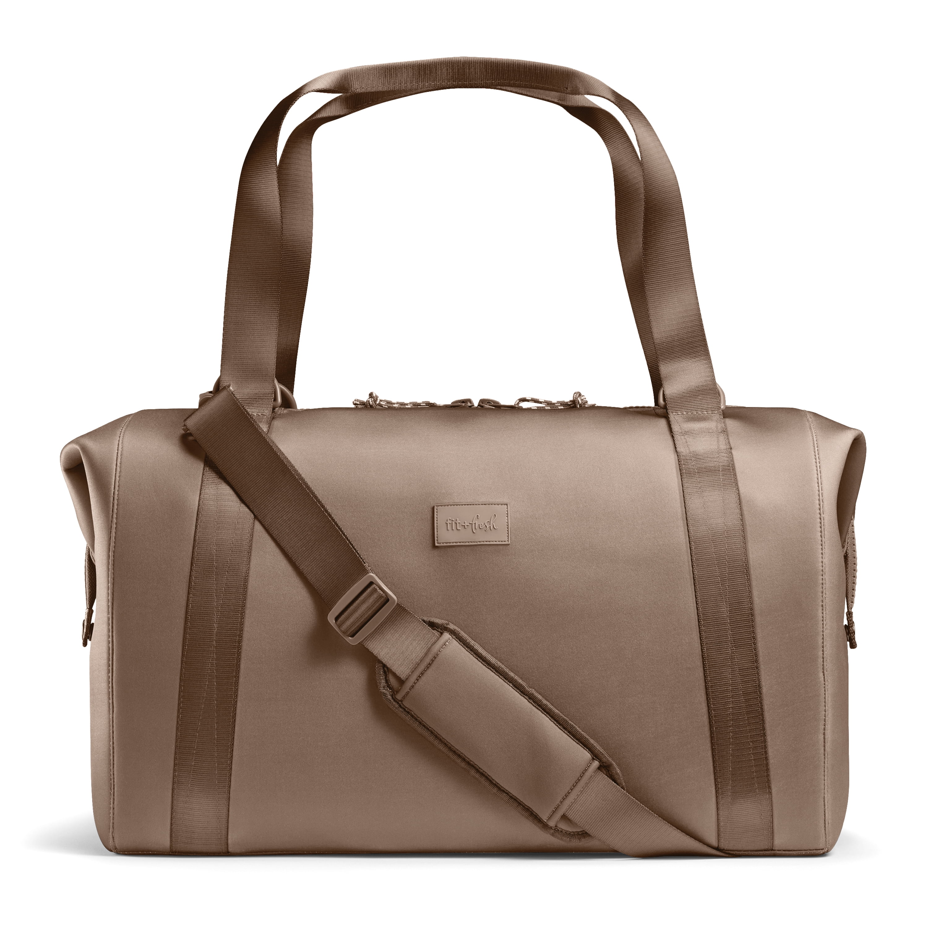 Fit & Fresh Premium Neoprene Weekender Bag, Travel Bag Trolley Sleeve, Carry on Duffel Bags, Taupe