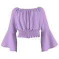 thumbnail image 3 of Adeawade Tops For Girls Long Sleeve Tee Solid Colored Shirts Round Neck One Shoulder Top Classic Wear 11 Years Purple, 3 of 3