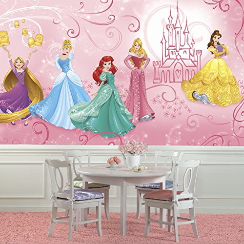 RoomMates JL1388M Disney Princess Chaise Enchantée TG Rail Mural Préencollé 6x10.5 Pieds, Ultra-Extensible