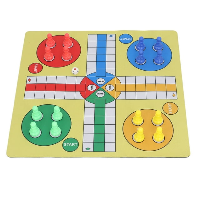 Juego De Mesa Ludo, Juego De Ajedrez Ludo De 13,78 Pulgadas, Tela De Goma Para Mejorar El Pensamiento Lógico Con 16 Piezas De Ajedrez Para Interiores