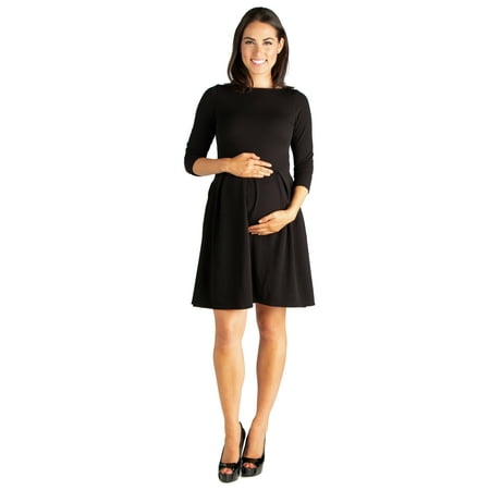 

24/7 Comfort Apparel Perfect Fit and Flare Maternity Pocket Dress