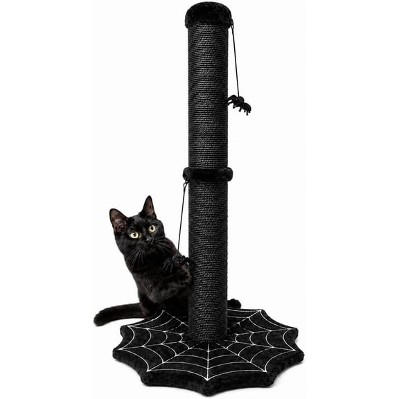 Gothic Cat Scratching Post with Spider Toys for Indoor Cats
