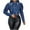 Blue coat for women, variant on jtjvou Women's Cropped Denim Jacket Lapel Puff Long Sleeve Distressed Ripped Short Jean Jacket Button Down Trucker Coat Black L