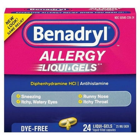 Benadryl Dye-Free Allergy Relief Liqui Gels - 24 Ea, 2 Pack