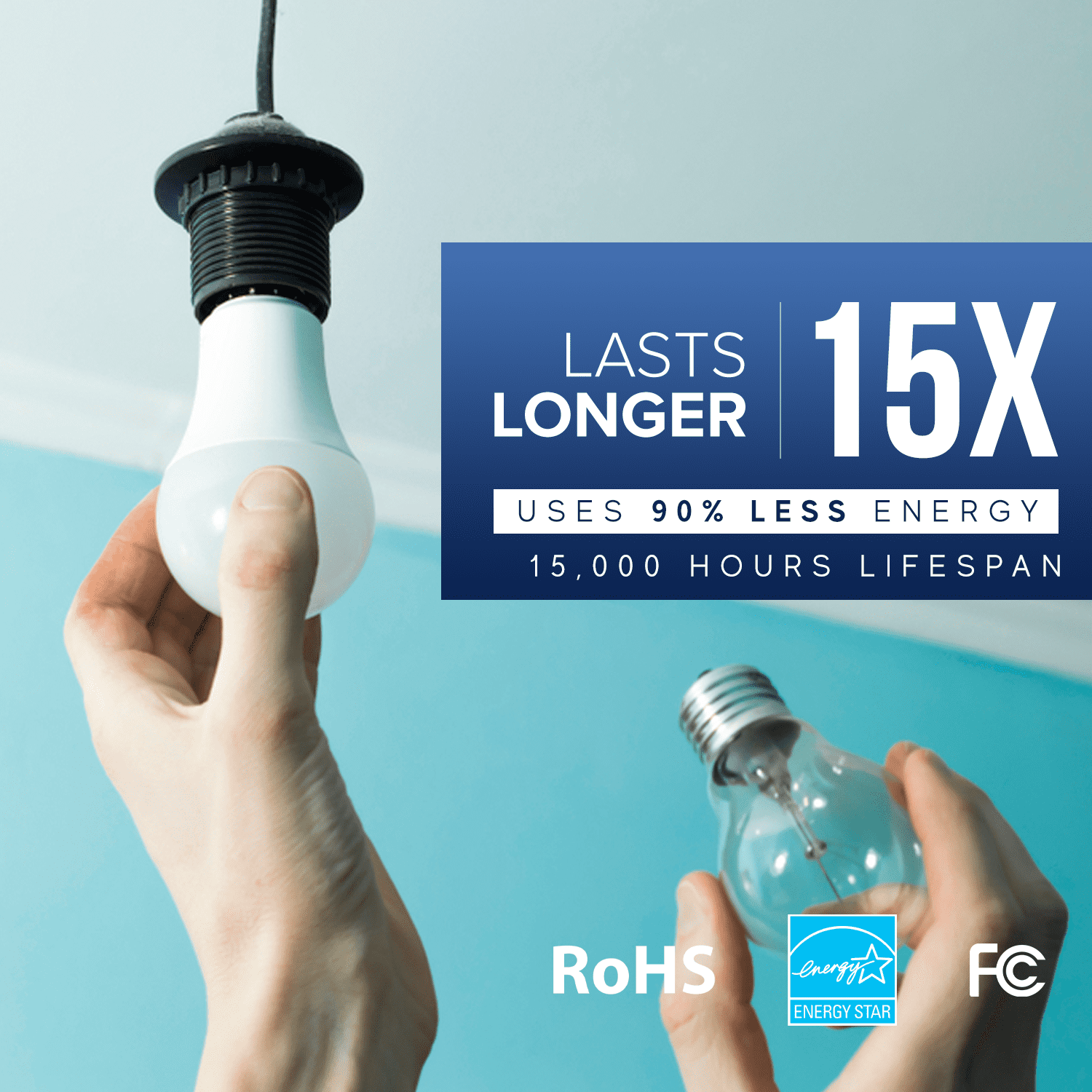 Xtricity A19 LED Light Bulb, 9W (60W Eqv), E26 Base, 3000K, Non-Dimmable, UL Listed (4 Pack)