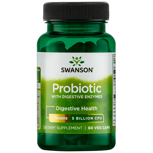 Swanson Probiotic with Digestive Enzymes 5 Billion Cfu 60 Veggie