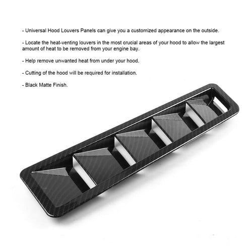 For 17X5Inch Universal Carbon Fiber Hood Vent Louver Air Cooling Panel Trim Set