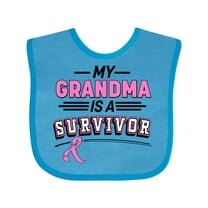 Inktastic My Grandma is a Survivor Breast Cancer Awareness Boys or Girls Baby Bib