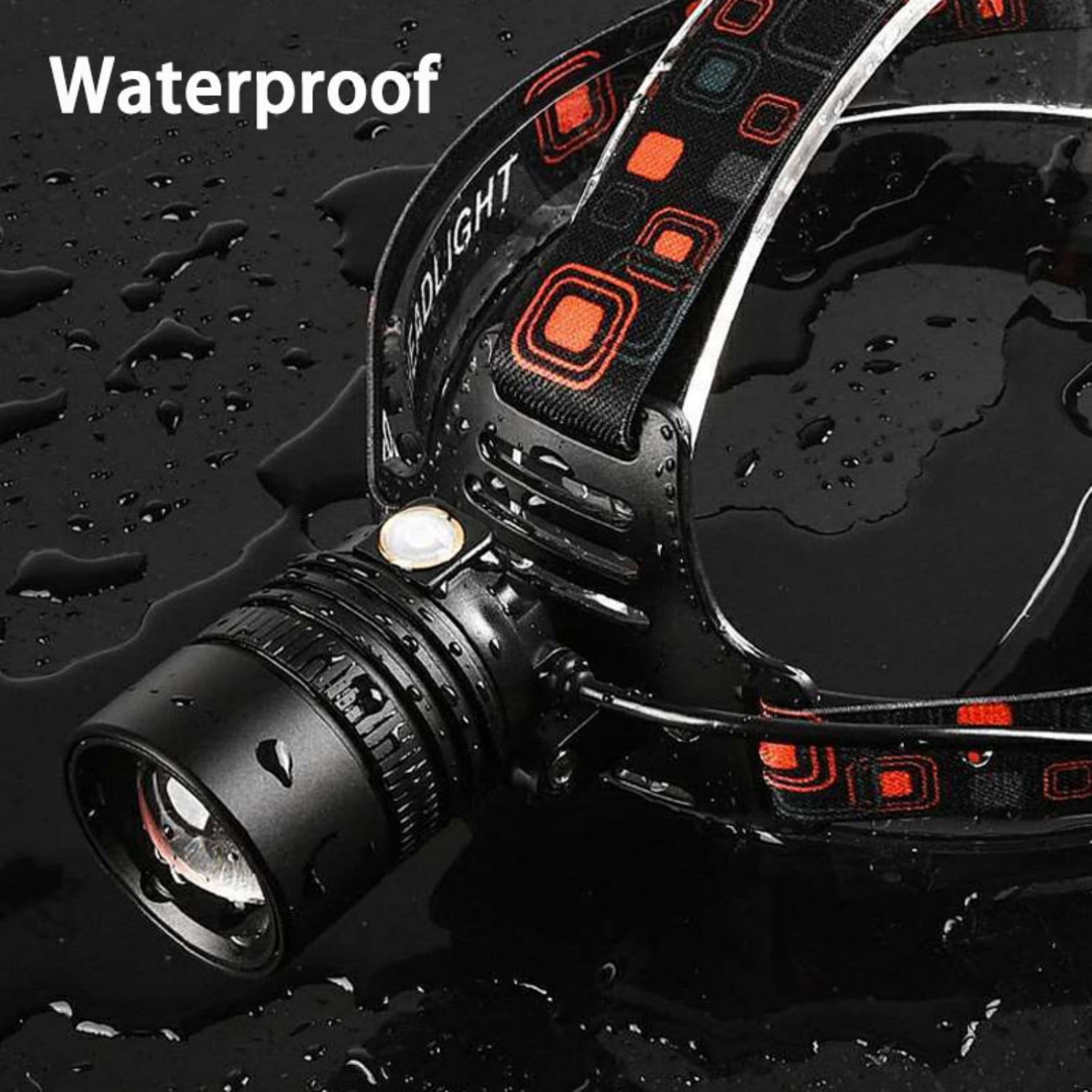 990000 Lumen LED Rechargeable Headlamp, 60H Long Battery Life Head Lamp with 5 Modes & IPX7 Waterproof & Zoomable, 120° Adjustable Head Light for Adults, Outdoor, Camping, Hardhat , 2 Pack