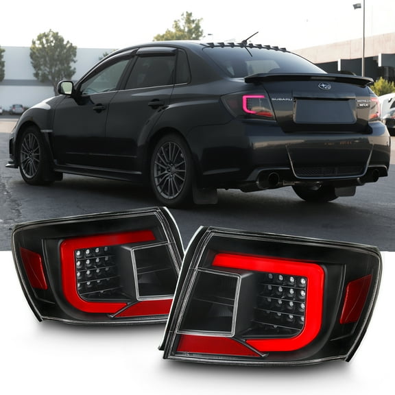 AKKON - [2019 Upgrade LED]For 08-11 Subaru Impreza/WRX Taillights With Red Bar Housing - Black