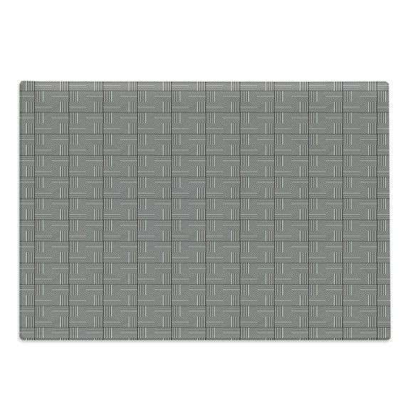 Abstract Cutting Board, Minimal Geometric Vertical and Horizontal Tiles Forming Square Frames, Decorative Tempered Glass Cutting and Serving Board, in 3 Sizes, by Ambesonne