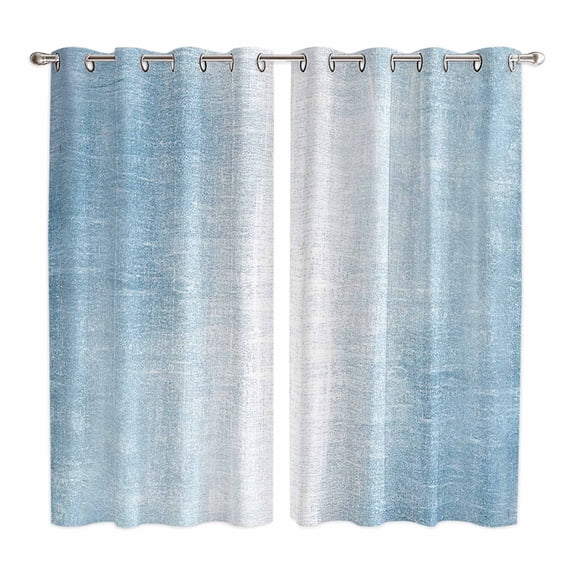 Blue Ombre Kitchen Curtains 84 Inch Length, Modern Abstract Art Aesthetics Grommet Top Bedroom Living Room Curtains, Light Filtering Cafe Curtain Drapes 2 Panels Set 104''x84''