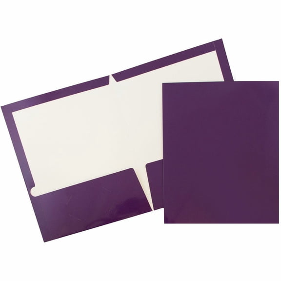 JAM Paper Laminated Two Pocket Glossy Folders, Purple, 3/Pack