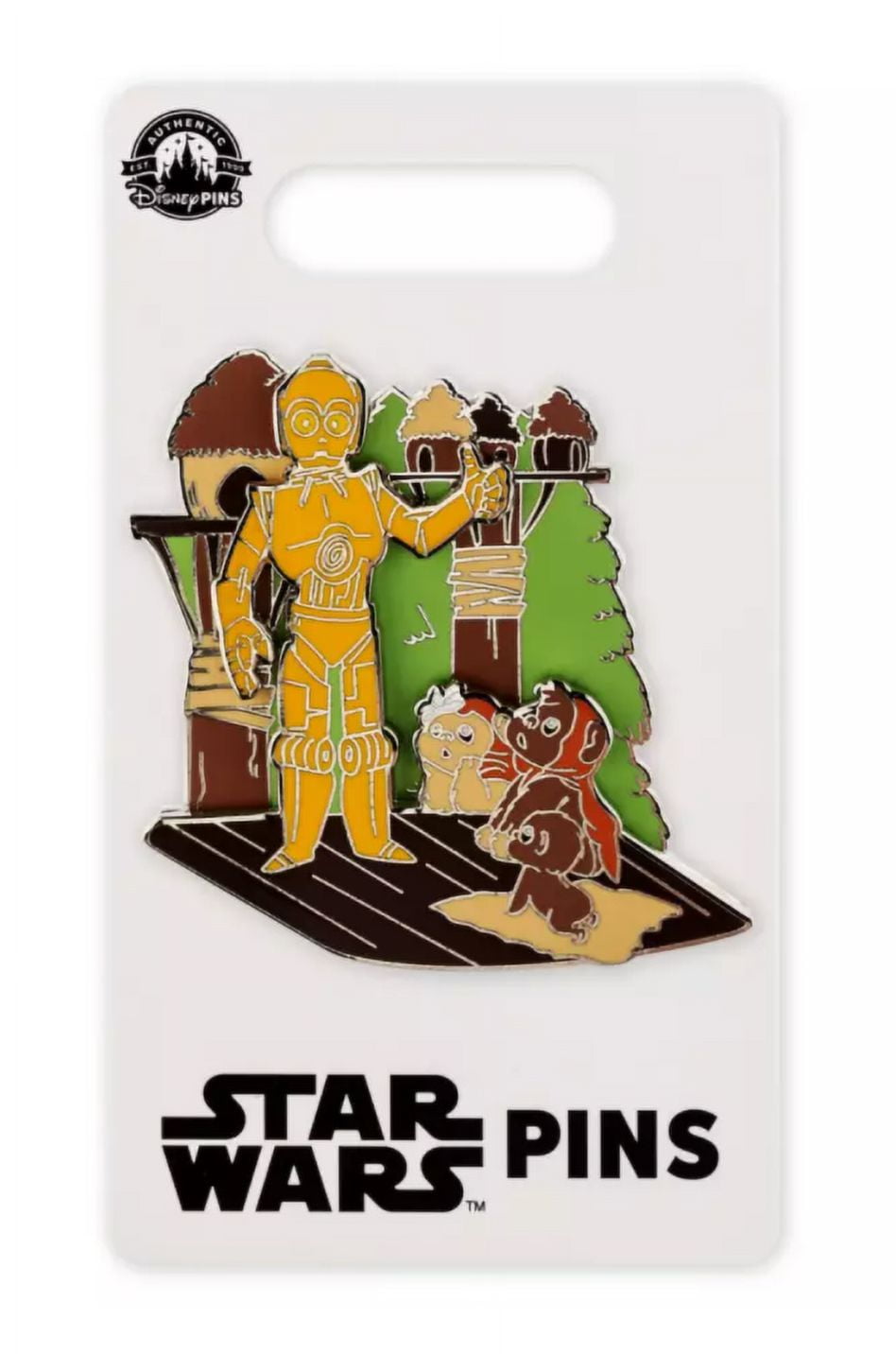 カリフォルニアディズニーピン スターウォーズ C-3PO＆kidsイウォーク Disney Parks Star Wars C-3PO and Ewoks Pin New with Card