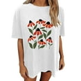 thumbnail image 2 of Njoeus Graphic Tees for Women Tshirts Shirts for Women Womens Casual Oversized T-Shirt Trendy Cute Floral Tops Summer Workout Shirts Loose Funny Flowers Graphic Tees for Women Teen Girls Vacation Outf, 2 of 5