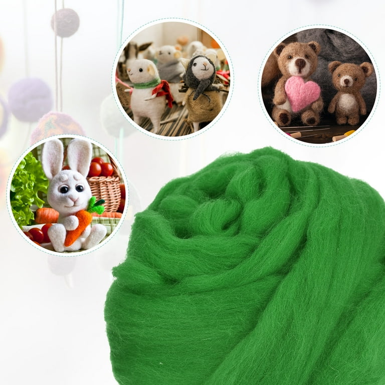 Natural Wool Roving: 50g: Grass Green Natural Wool Roving: 50g: Grass Green