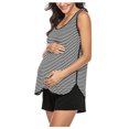 thumbnail image 2 of Celivon Womens Maternity Pajama Set Striped Crewneck Chemise And Boyshort Loungewear Sets, 2 of 4