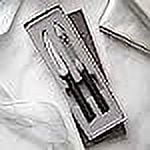 Rada Cutlery 2-Piece Pare & Peel Knives Gift Set with Quick Edge Sharpener, Black Handles